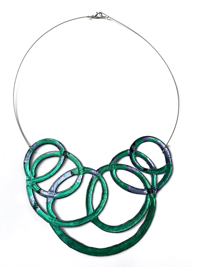 Collar Trazos reversible Verde / Plata