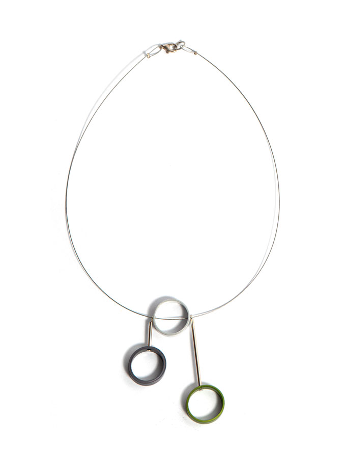 Collar Tres Tambores (Acero, Plata y Verde)